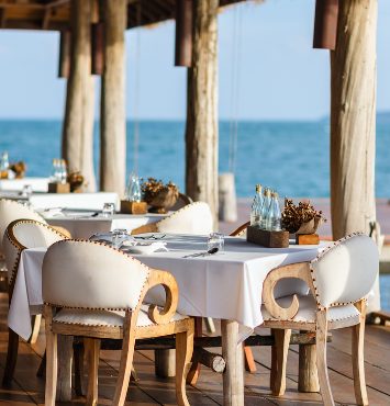 Seaside restaurant terrace